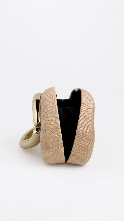 Bolsa Clutch Lua Avelle Bege com Alça Dourada