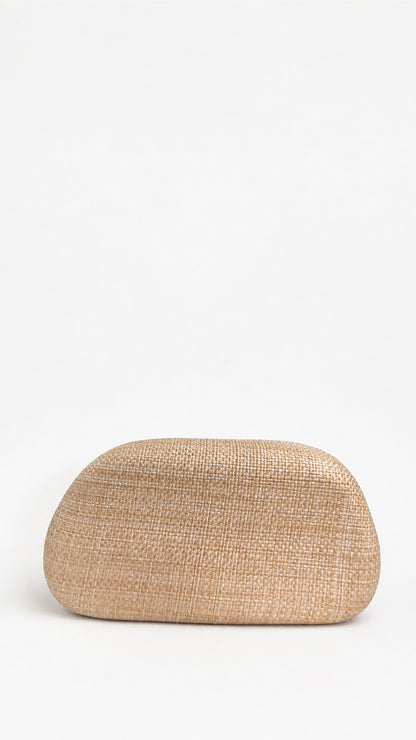 Bolsa Clutch Lua Avelle Bege com Alça Dourada
