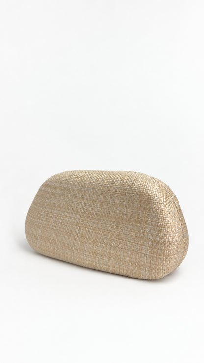 Bolsa Clutch Lua Avelle Bege com Alça Dourada